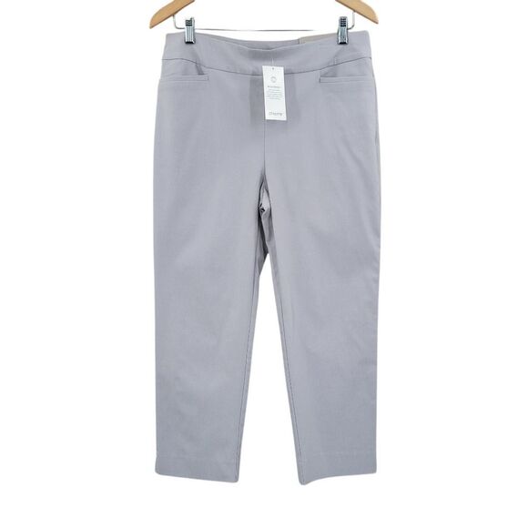 Chico's So Slimming Bridgitte Textured Side Vent Crop Dove Gray Trousers Pants - Picture 1 of 12